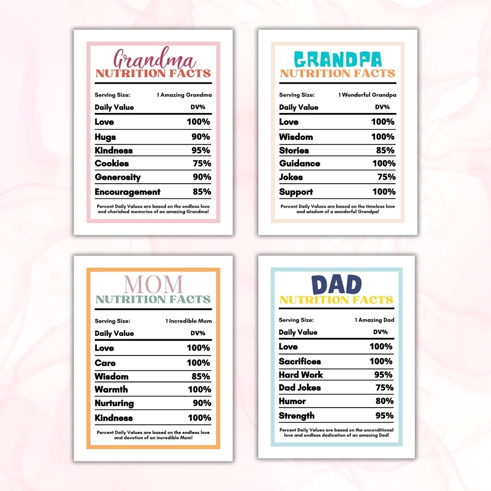 PLR Family Nutritional Fact Labels