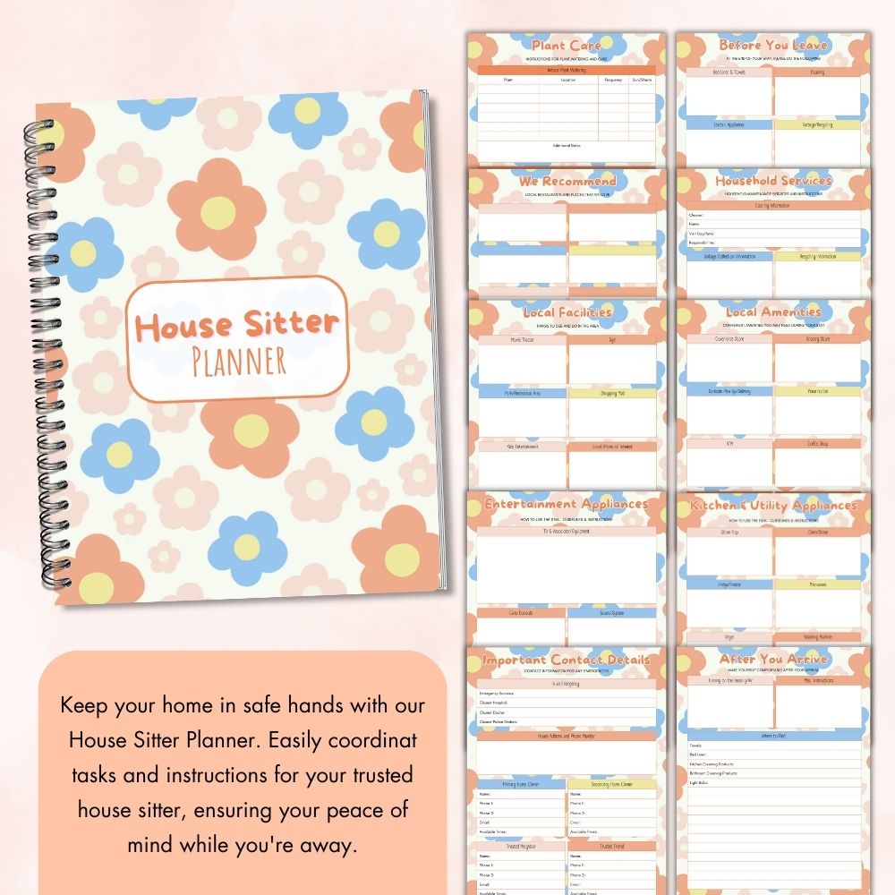 PLR Flower Design House Sitter Planner