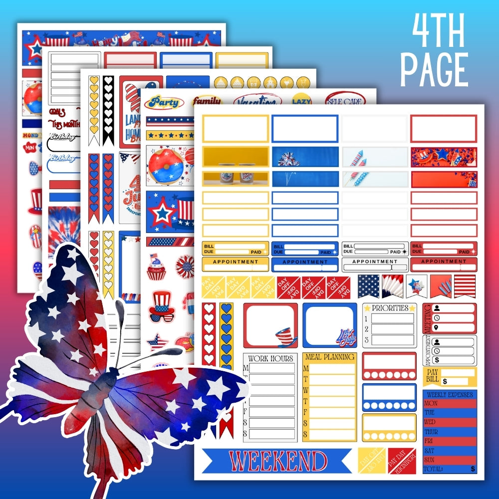 PLR 4th of July Planner Sticker Set