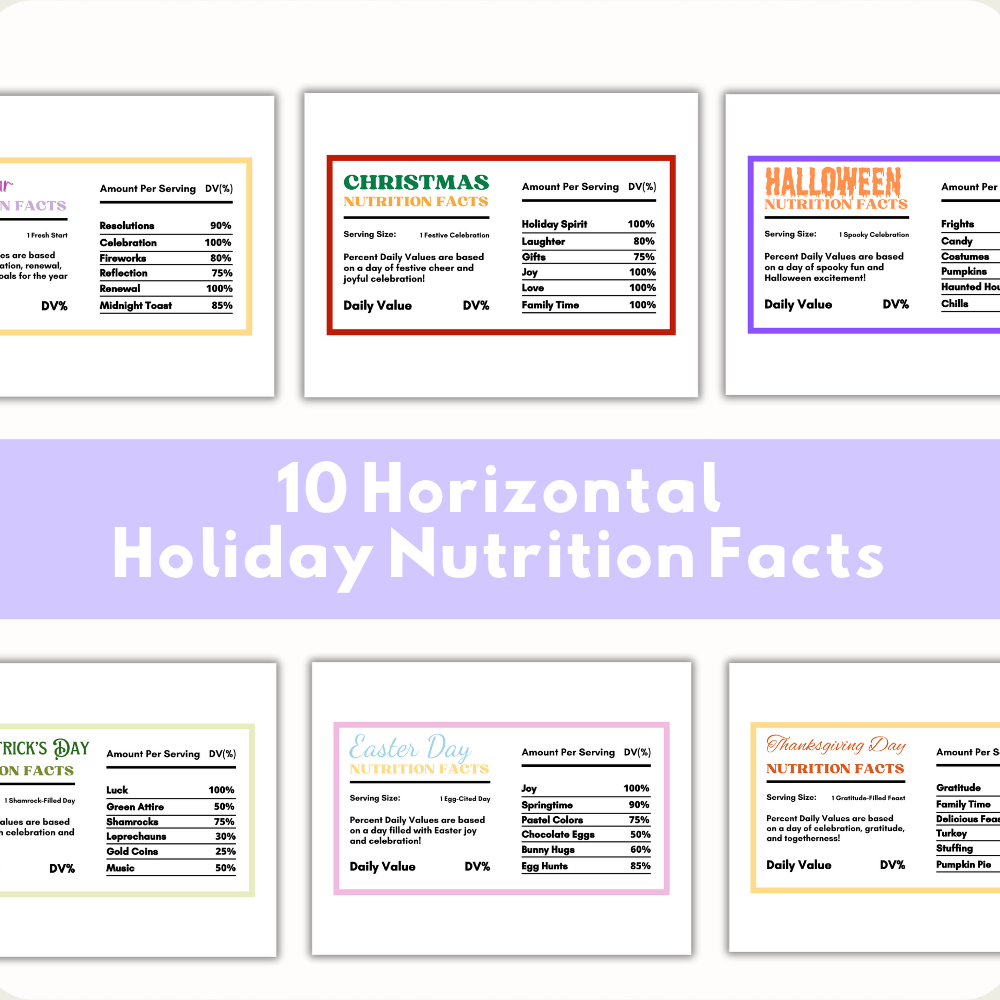 PLR Holiday Nutritional Fact Labels