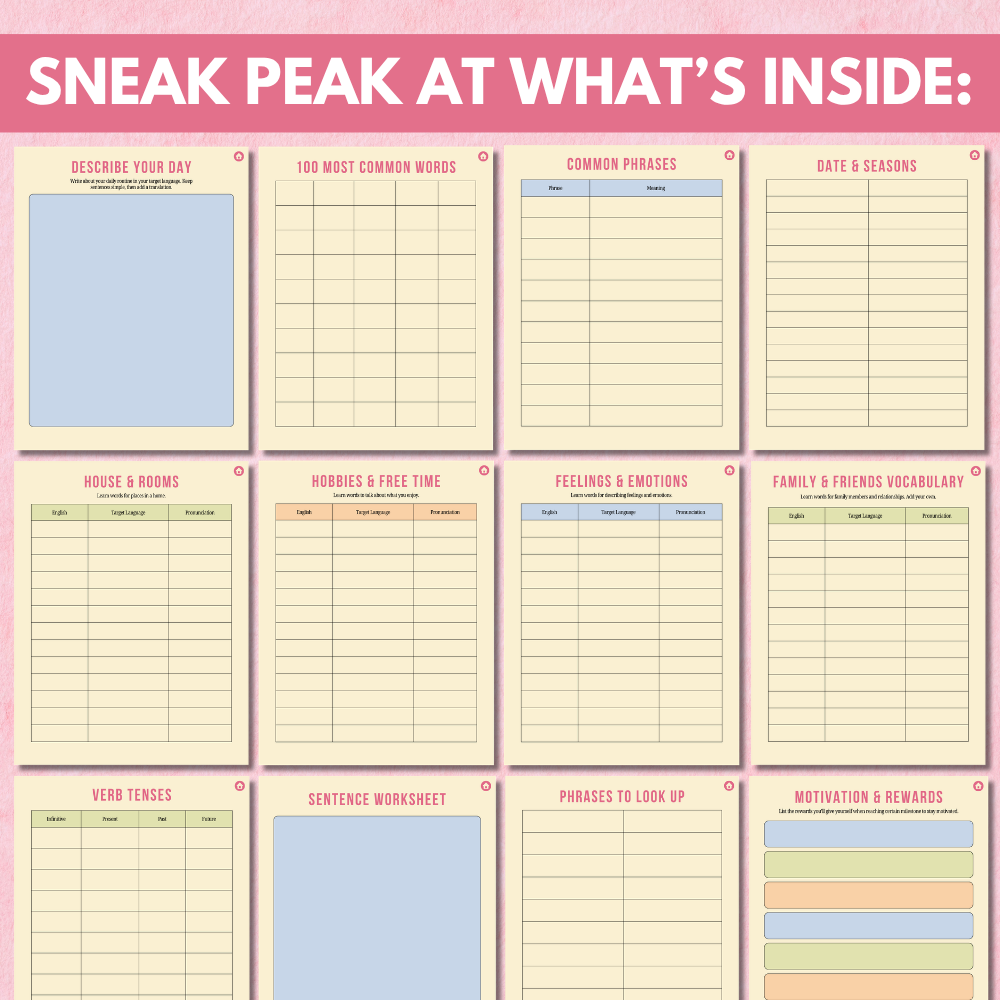 PLR Digital Language Learning Planner