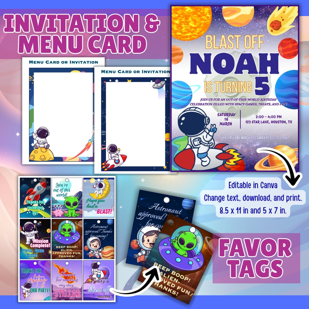 PLR Printable Outer Space Birthday Party Bundle