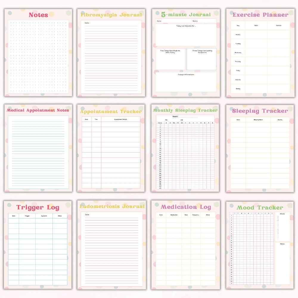 PLR Polka Dot Pain Management Tracker Journal