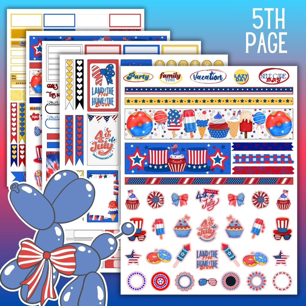 PLR 4th of July Planner Sticker Set