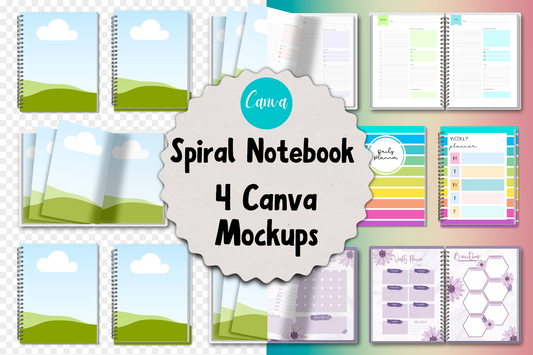 Spiral Notebook Canva Mockups