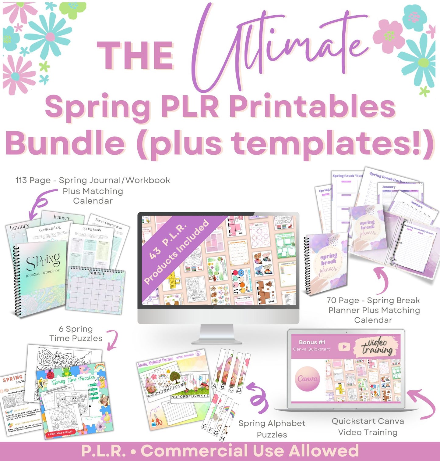 Ultimate Spring PLR Printables Bundle Plus Templates