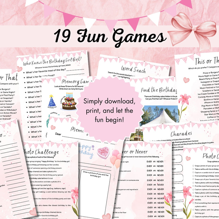 PLR Teen Birthday Party Game Bundle – plr-printables-store