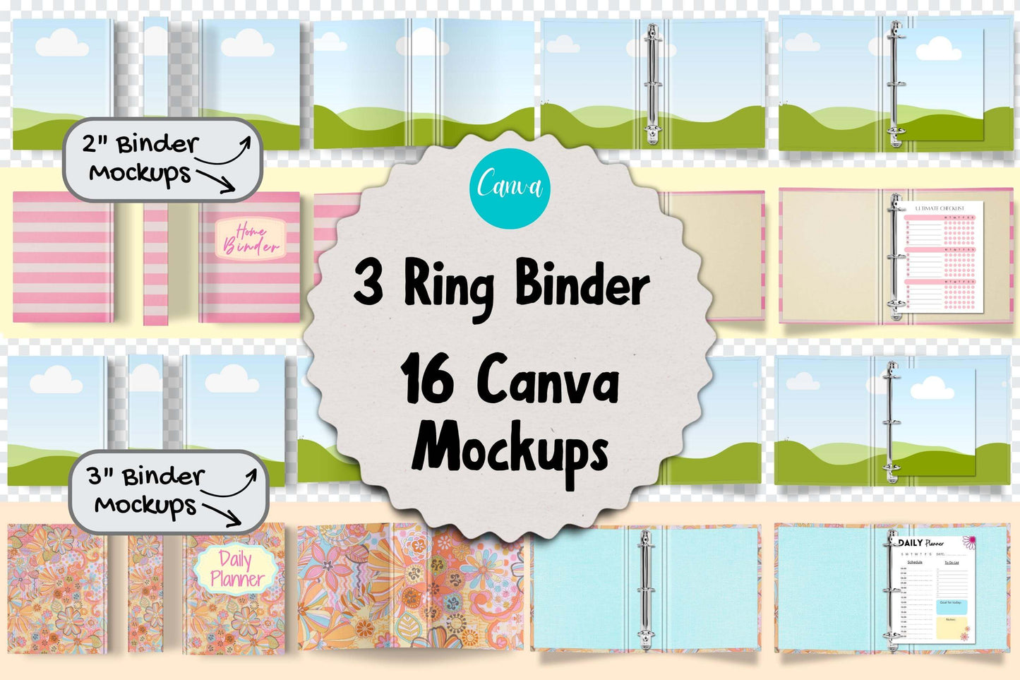 3 Ring Binder Canva Mockups