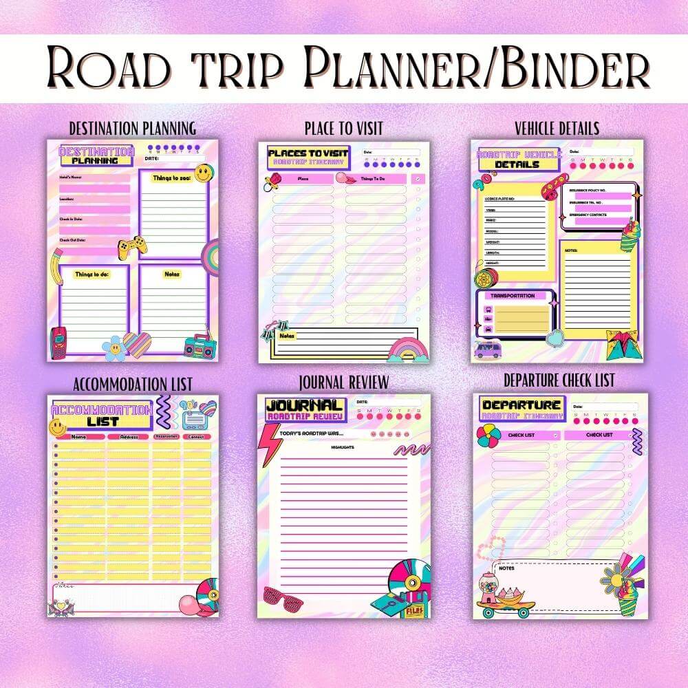 PLR Road Trip Planner in 90's Theme