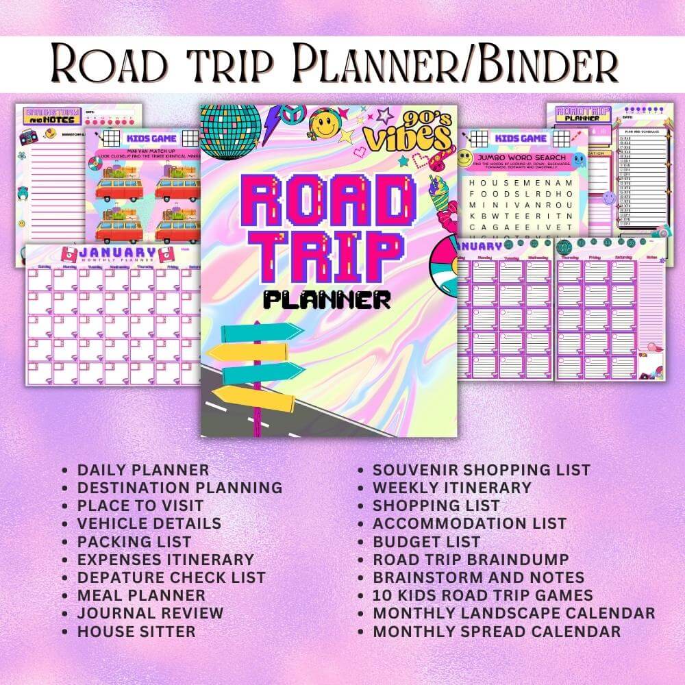 PLR Road Trip Planner in 90's Theme