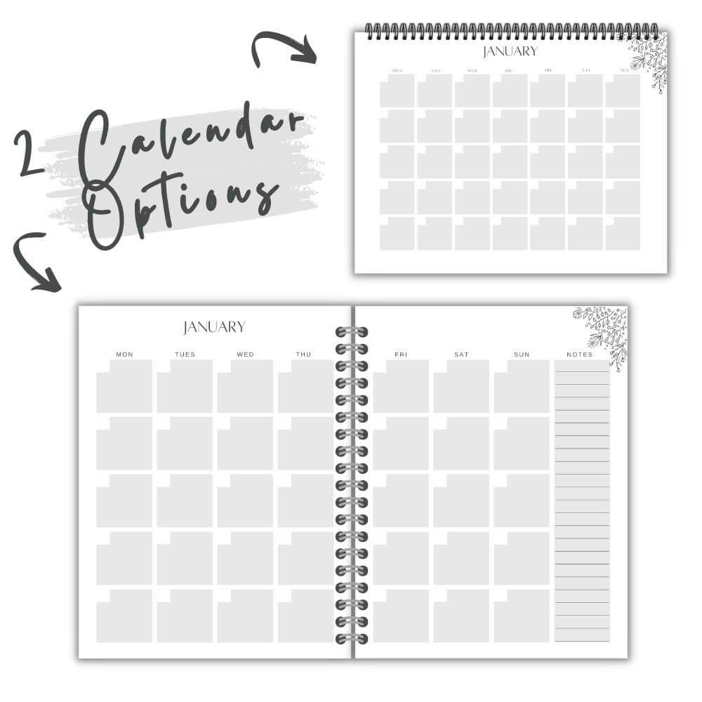 PLR Black & White Self Care Workbook + Matching Planner
