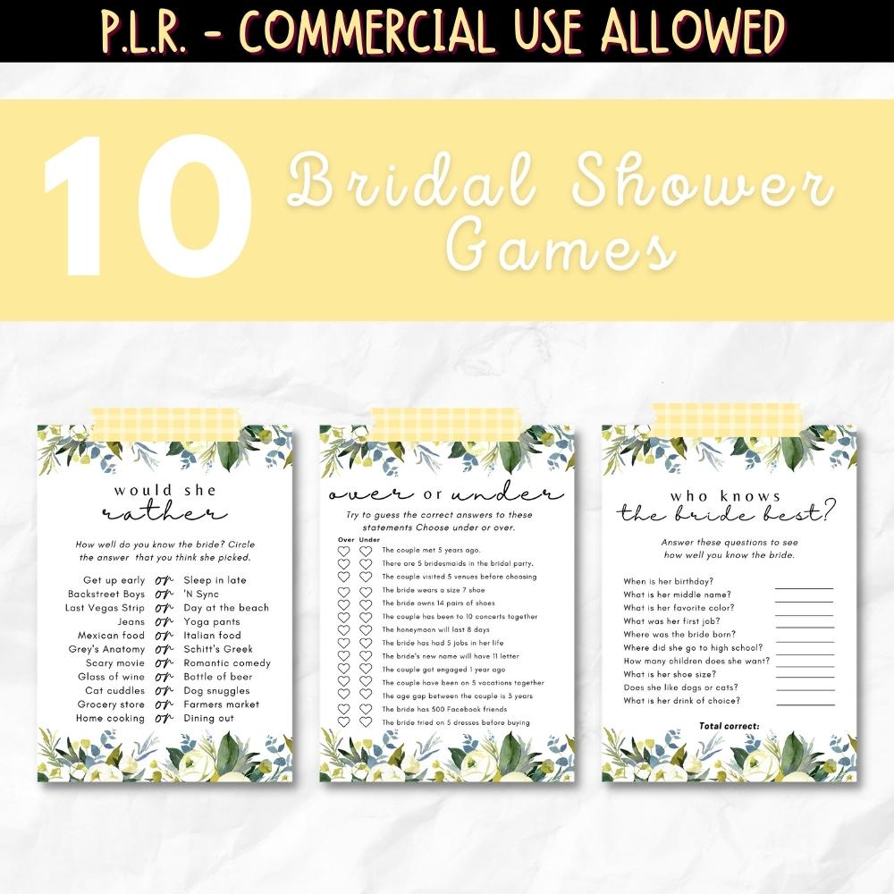 PLR Blue Bridal Shower Games