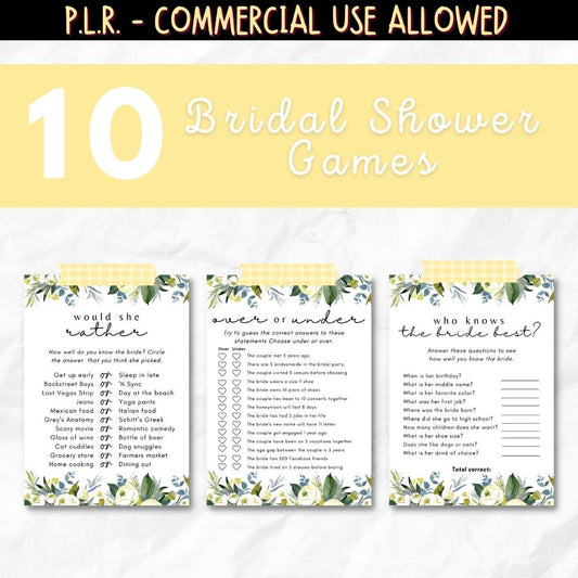 PLR Blue Bridal Shower Games