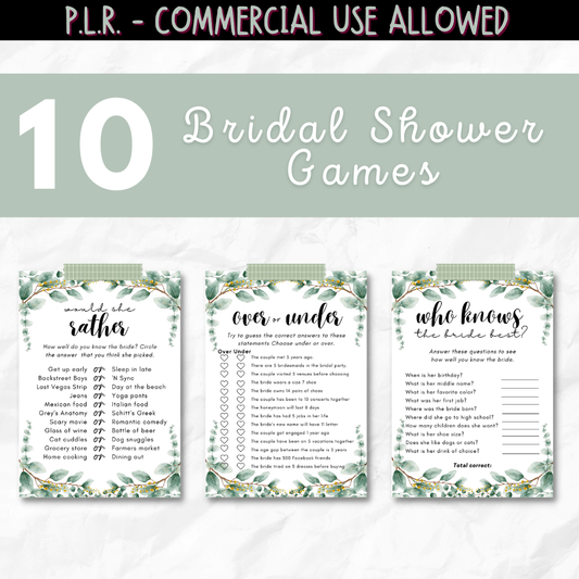 PLR Green Bridal Shower Games