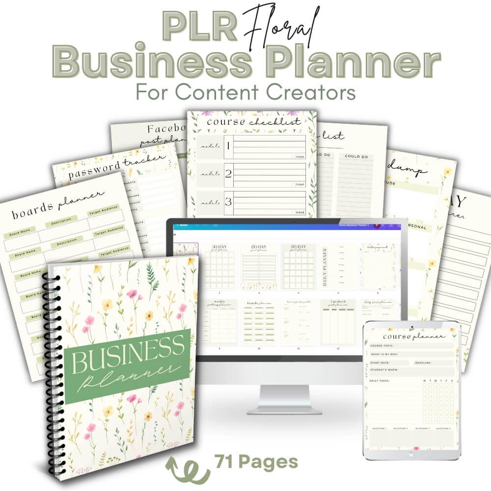 PLR Floral Business Planner for Content Creators