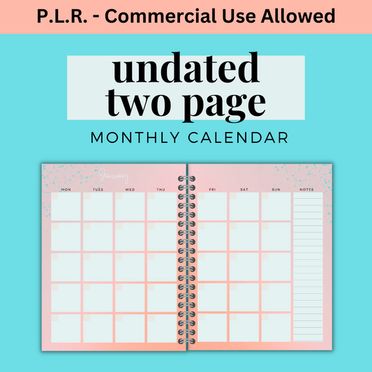 PLR Calendar - 2 Page Undated (Peach)
