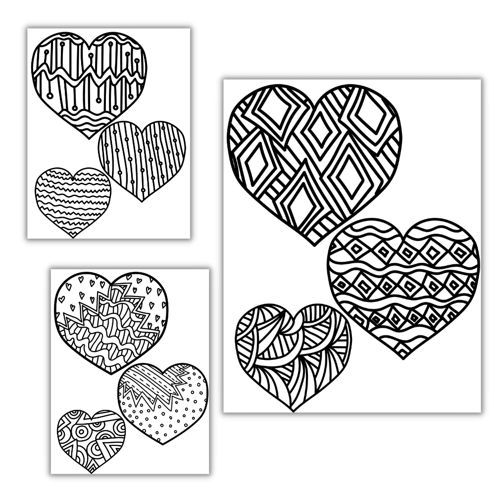 Passionate Palette: Heart Themed 10 Reverse Coloring Pages Bundle. You Draw  the Lines & Doodle. PDF Reverse Coloring Book. Instant Download. 