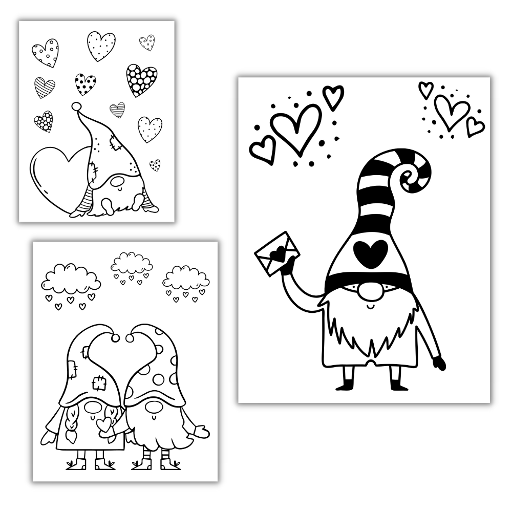 PLR Gnome Valentine Coloring Pages