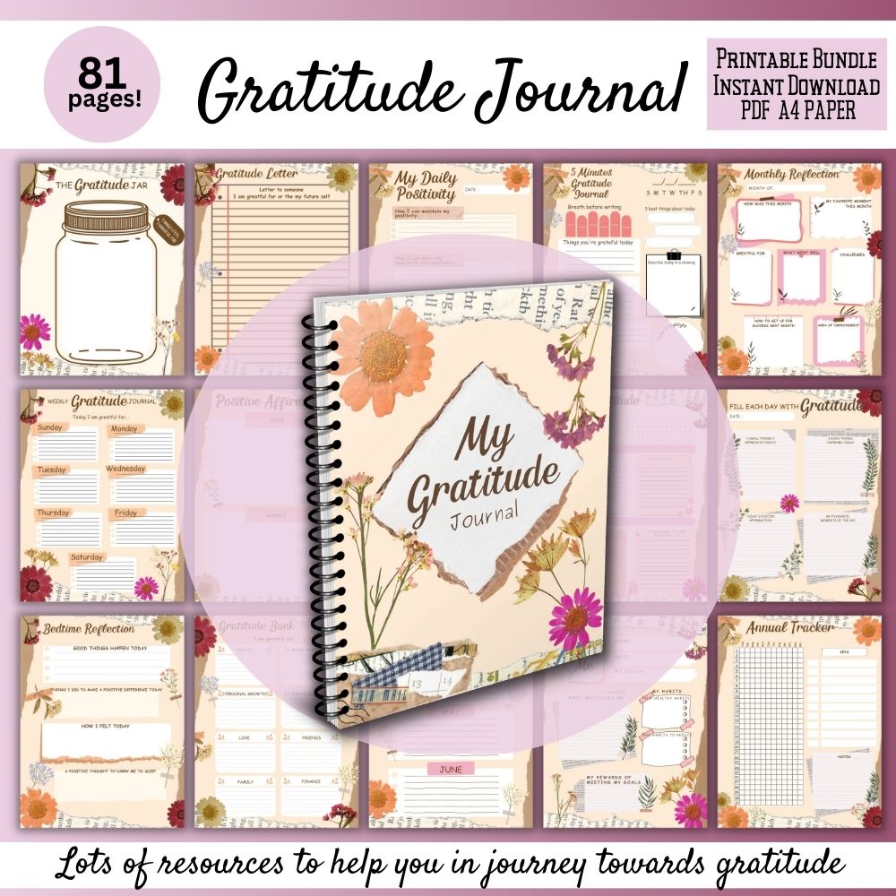 PLR Gratitude Journal in Floral Design