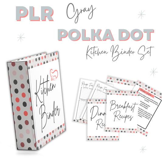 PLR Gray Polka Dot Kitchen Binder Set