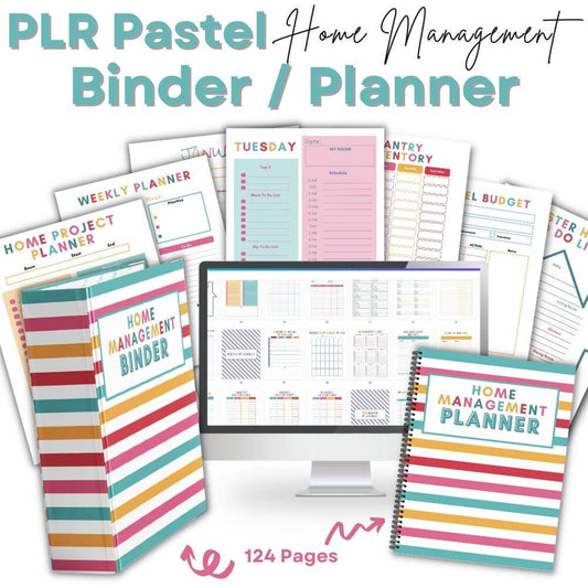 PLR Multicolor Home Management Planner or Binder