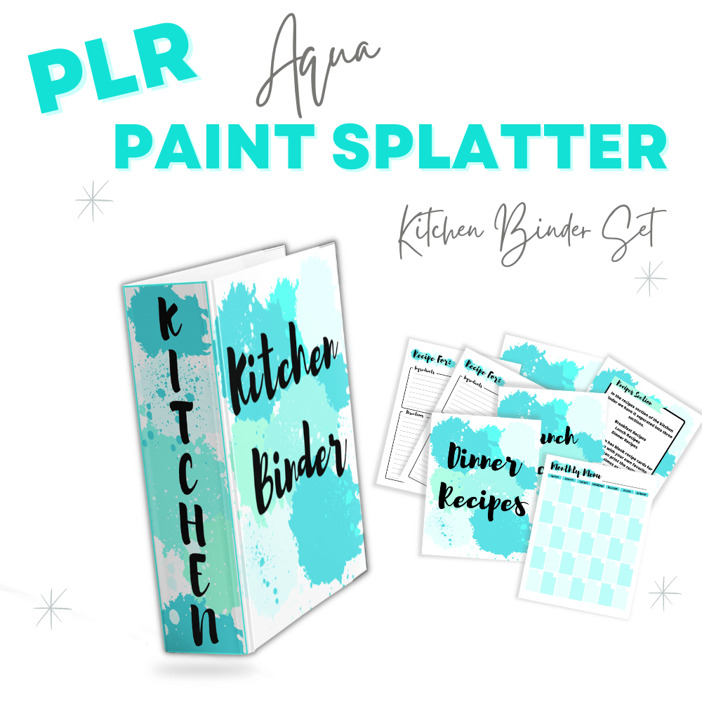 PLR Aqua Paint Splatter Kitchen Binder Set
