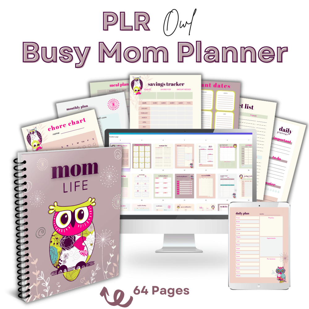 PLR Busy Mom Planner Owl Design plrprintablesstore