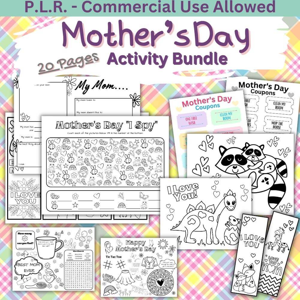 PLR Mother's Day Activity Bundle – plr-printables-store