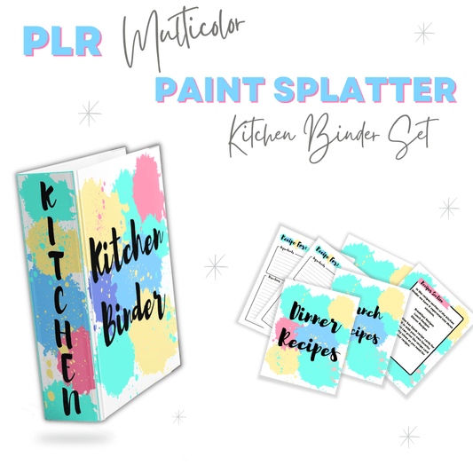 PLR Multicolor Paint Splatter Kitchen Binder Set
