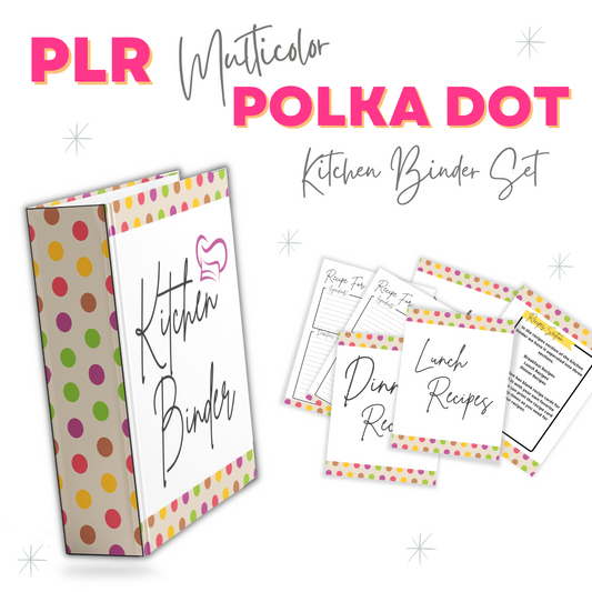 PLR Multicolor Polka Dot Kitchen Binder Set