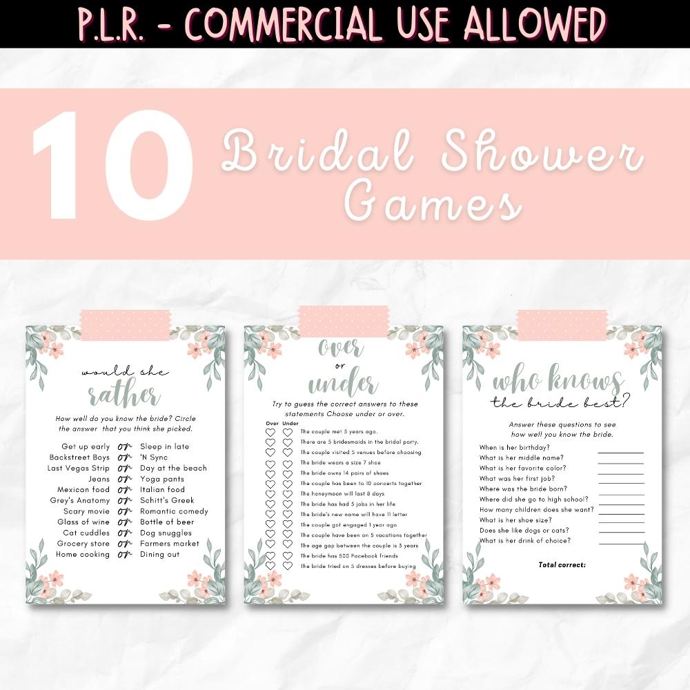 PLR Pink Bridal Shower Games