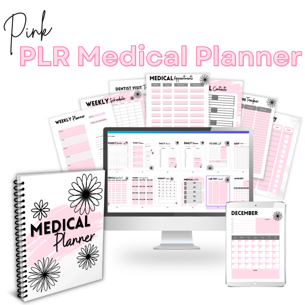 PLR Pink Flower Medical Planner