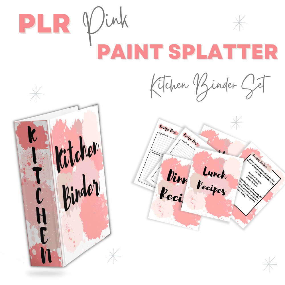 PLR Pink Paint Splatter Kitchen Binder Set