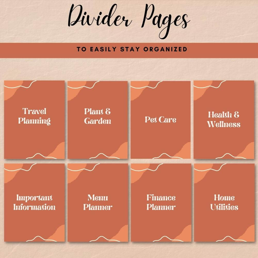 PLR Orange Home Management Planner or Binder