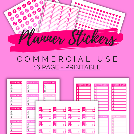 Pink PLR Planner Stickers