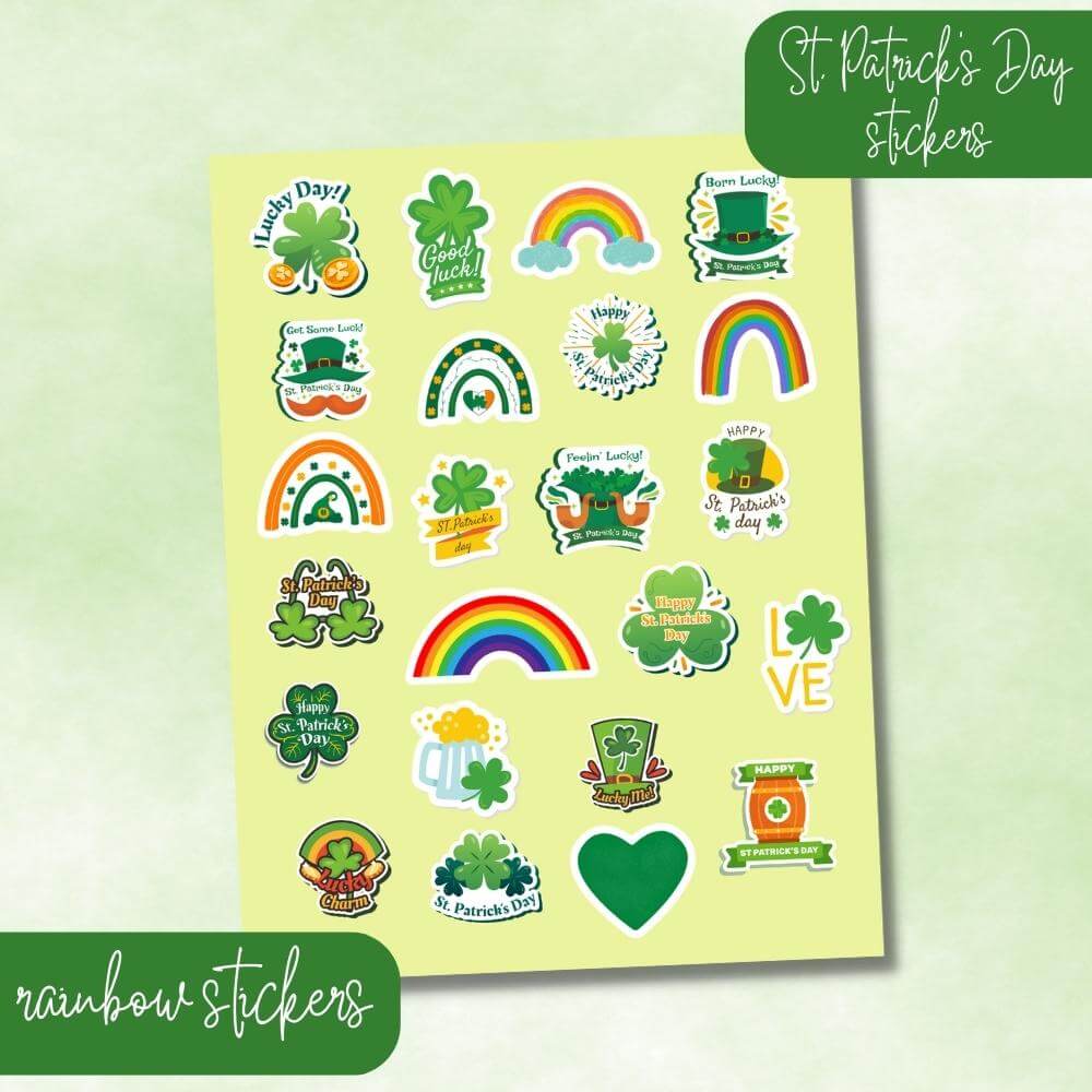 PLR St. Patrick's Day Rainbow Planner Stickers