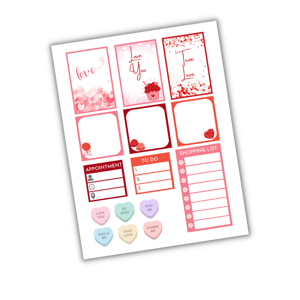 PLR Valentine Planner Stickers