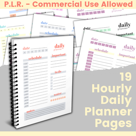 19 PLR (Hourly) Daily Planner Pages