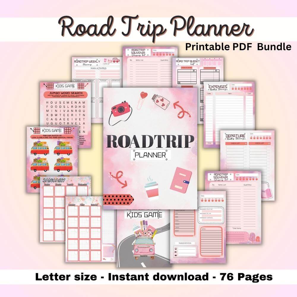 PLR Road Trip Planner in Pink