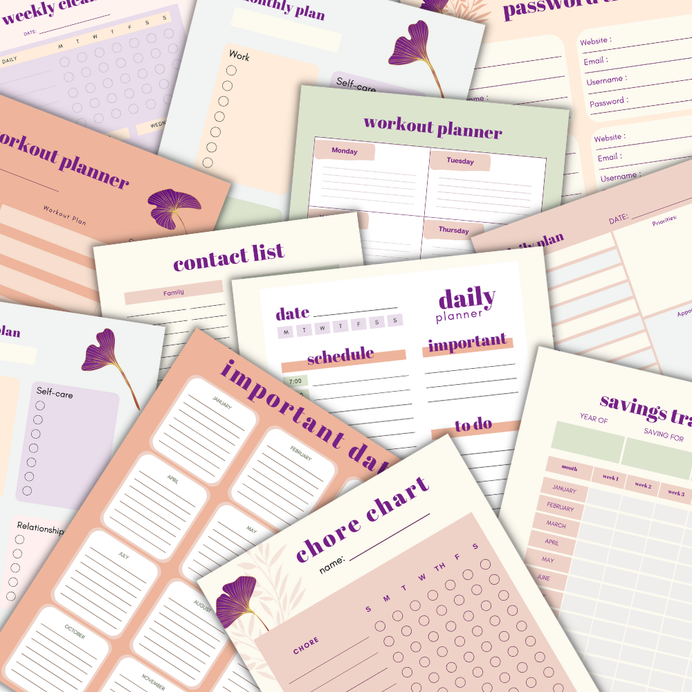 PLR Purple Busy Mom Planner