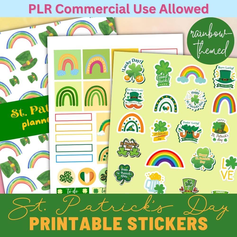 PLR St. Patrick's Day Rainbow Planner Stickers