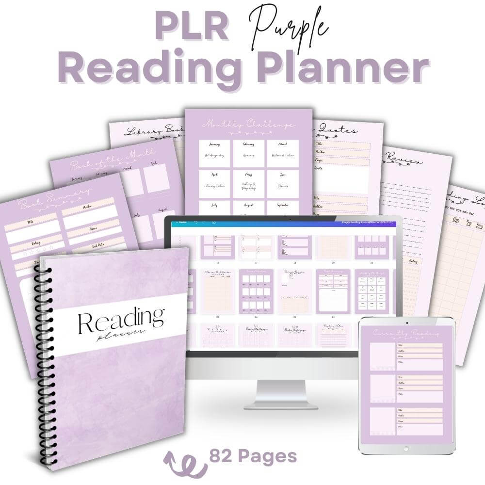 PLR Purple Reading Planner plrprintablesstore