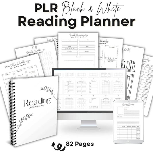 PLR Black & White Reading Planner