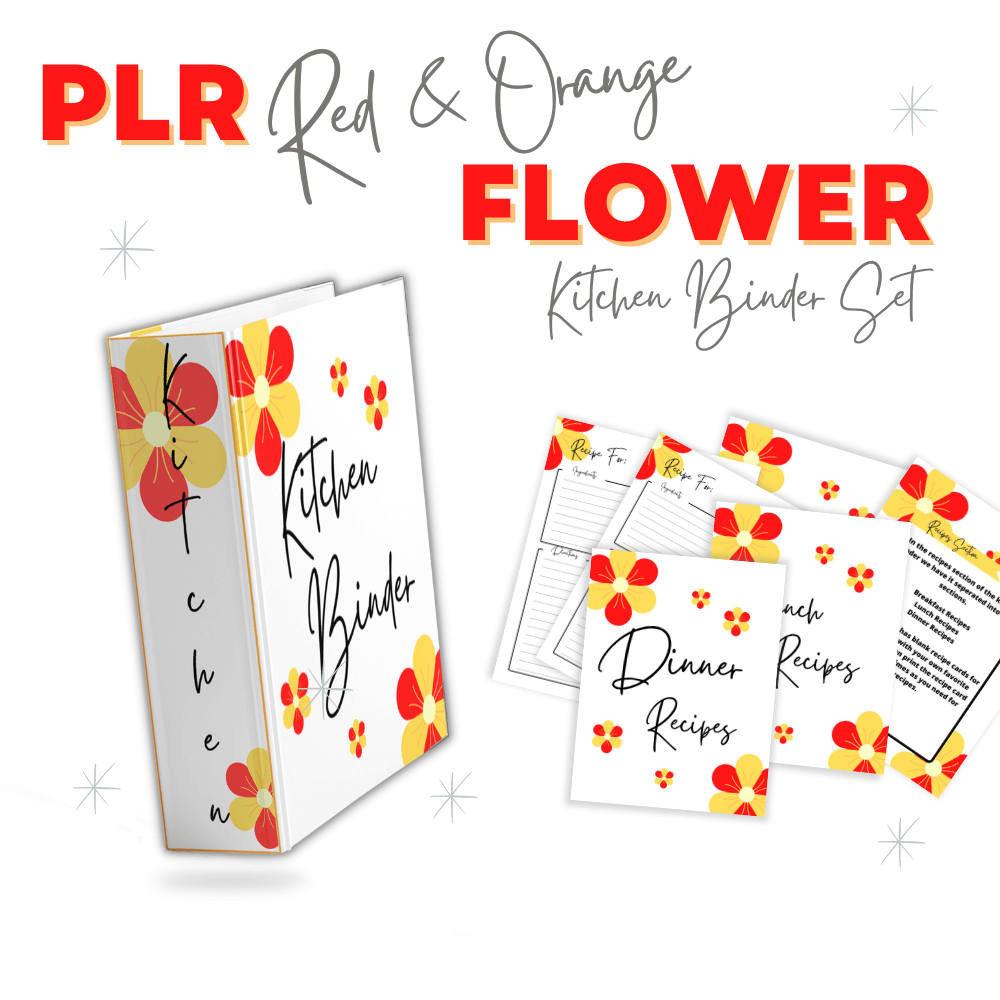 PLR Red & Orange Flower Kitchen Binder Set