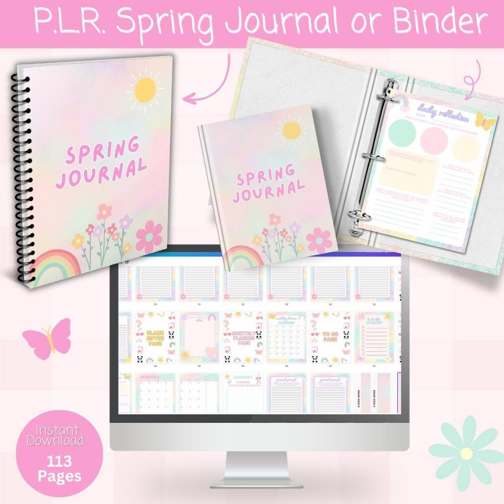 Spring Journal Pages PLR Spring Journal in Cheerful Theme – plr-printables-store