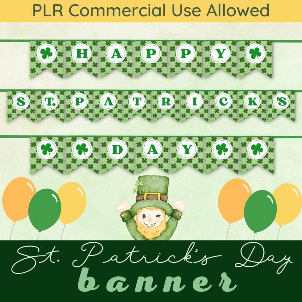 PLR Happy St. Patrick's Day Printable Banner – plr-printables-store