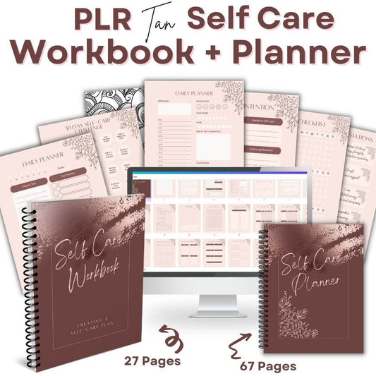 PLR Tan Self Care Workbook + Matching Planner