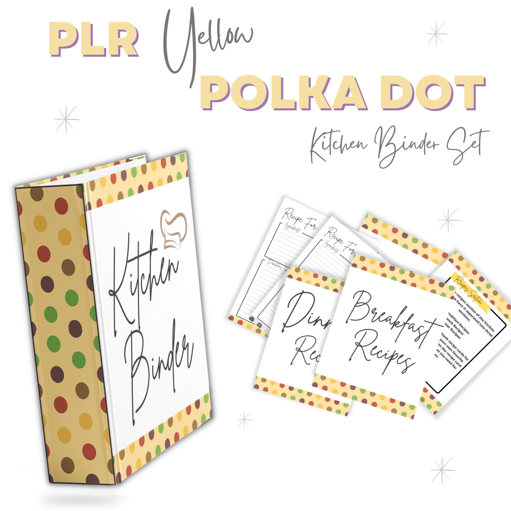PLR Yellow Polka Dot Kitchen Binder Set
