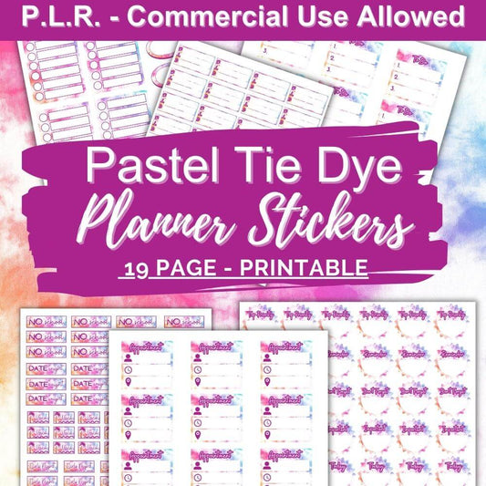 Pastel Tie Dye PLR Planner Stickers